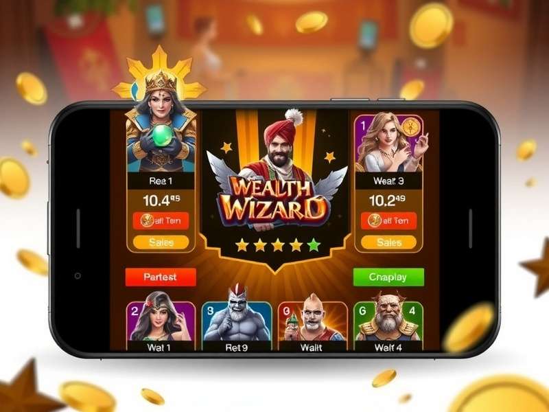 Wealth Wizard gameplay interface showing fantasy gaming features
